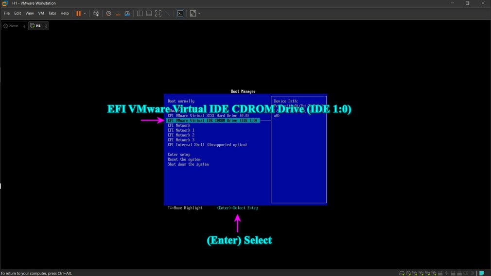 بوت کردن در نصب esxi